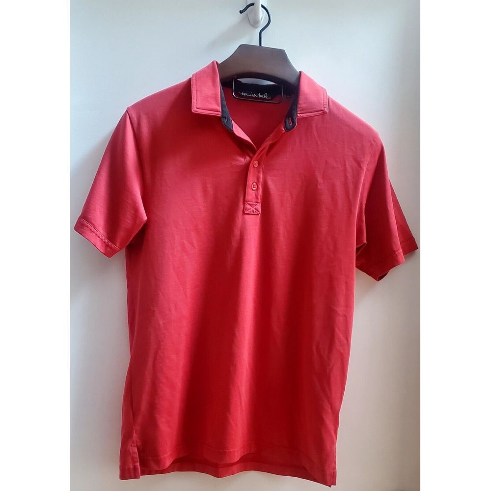 Travis Mathew Golf Polo Red Orange Short Sleeve Button Shirt Men's SZ MED